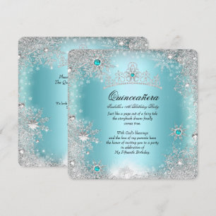 Invitation Quinceanera 15e Hiver Merveilleux Argent Bleu 2