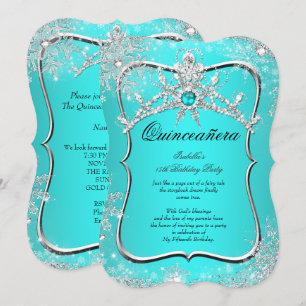 Invitation Quinceanera 15e Hiver Merveilleux Perle Aqua