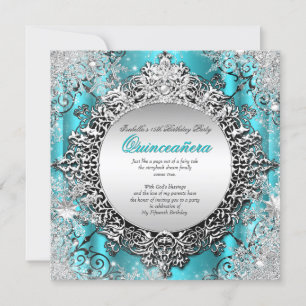 Invitation Quinceanera 15e Hiver Merveilleux Sarcelle Aqua 2