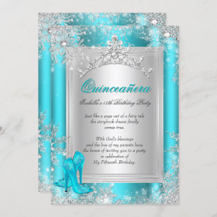 Invitation Quinceanera 15e hiver Wonderland Aqua Turquoise Aq