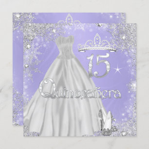 Invitation Quinceanera 15e Lilac Silver Snowflakes Party