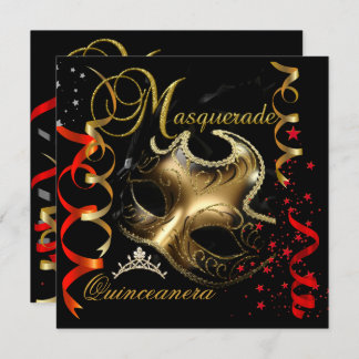 Invitation Quinceanera 15e Masquerade rouge or Masque