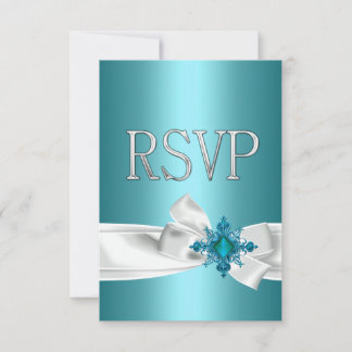 Invitation Quinceanera 15e Turquoise Bleue Argent Blanc Bow R