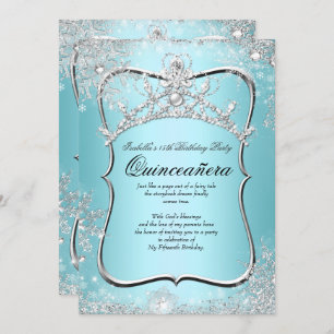 Invitation Quinceanera 15e Winter Wonderland Silver Blue