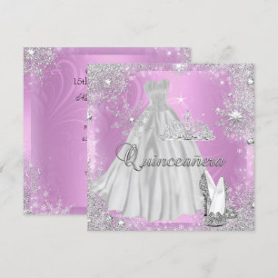 Invitation Quinceanera 15ème Anniversaire Rose Argent Fête