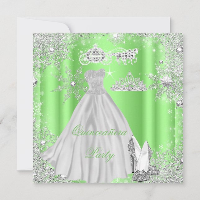 Invitation Quinceanera 15ème Cinderella Lime fête d'anniversa (Devant)