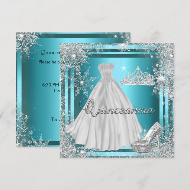 Invitation Quinceanera 15ème Elite Élégante fête d'anniversai (Devant / Derrière)