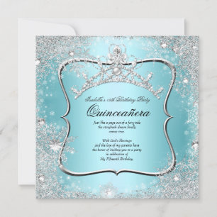 Invitation Quinceanera 15ème Hiver Merveilleux Argent Bleu