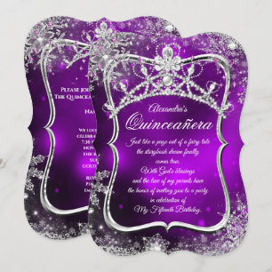 Invitation Quinceanera 15ème Hiver Merveilleux Argent Violet
