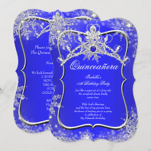 Invitation Quinceanera 15ème Hiver Merveilleux Bleu Royal