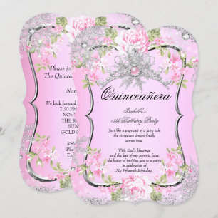 Invitation Quinceanera 15ème Hiver Merveilleux Rose Doux