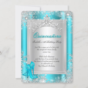 Invitation Quinceanera 15ème Hiver Merveilleux Sarcelle Aqua