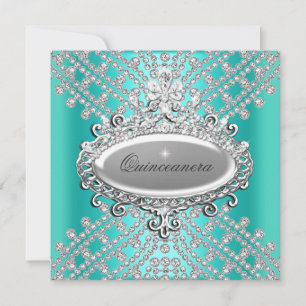 Invitation Quinceanera 15ème Parti Turquoise Bleu Blanc Diama