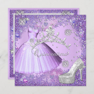 Invitation Quinceanera 15ème Partie Purple Tiara Robe Chaussu