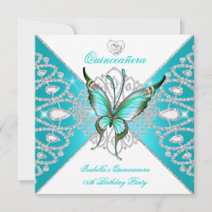 Invitation Quinceanera 15ème partie Turquoise Bleu papillon T