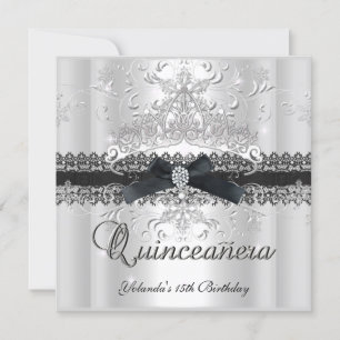Invitation Quinceanera 15ème Parties scintillant Tiara Black