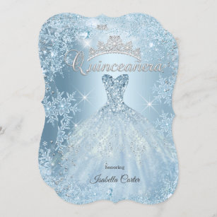 Invitation Quinceanera 15th Icy Blue Winter merveilleland Rob