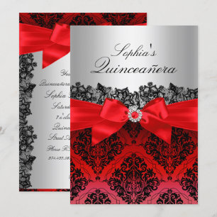 Invitation Quinceanera à nœud papillon en dentelle