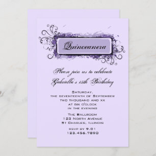 Invitation Quinceanera Abstraite violette fête d'anniversaire