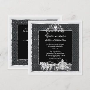 Invitation Quinceanera Anniversaire Carrosse Cheval Noir Arge