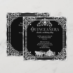 Invitation Quinceanera Anniversaire Carrosse Cheval Noir Arge