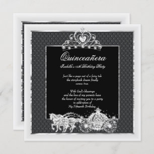 Invitation Quinceanera Anniversaire Cheval Carriage Argent No