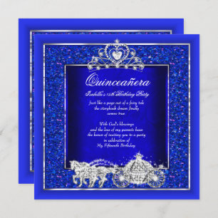 Invitation Quinceanera Anniversaire Cheval Carrie Royal Blue