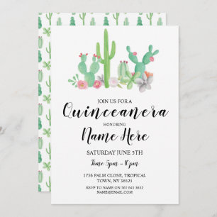 Invitation Quinceañera Anniversaire de la fête Cactus Cacti I