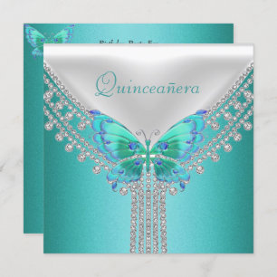 Invitation Quinceañera Anniversaire fête Bleu Bleu Blancs Pap