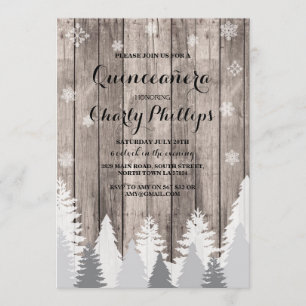 Invitation Quinceanera Anniversaire Fête d'hiver Arbres Invit