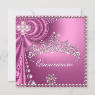Invitation Quinceanera Anniversaire fête Pink White Pearl