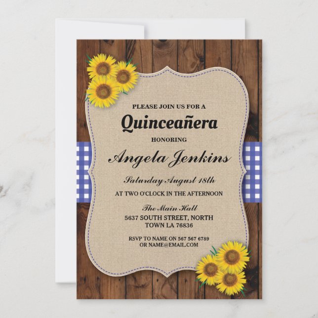 Invitation Quinceanera Anniversaire fête Sunflower BBQ Invita (Devant)