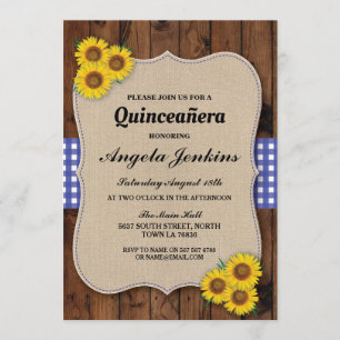 Invitation Quinceanera Anniversaire fête Sunflower BBQ Invita
