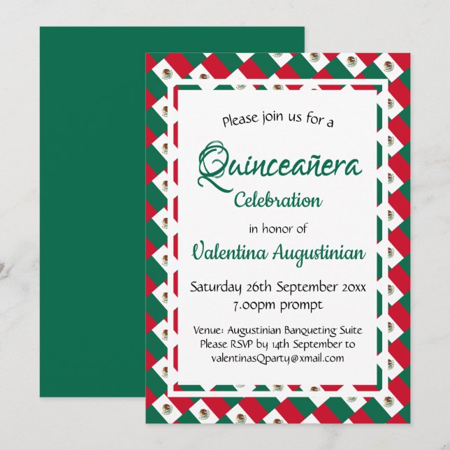 Invitation Quinceañera Anniversaire MEXICO Personnalisé (Devant / Derrière)
