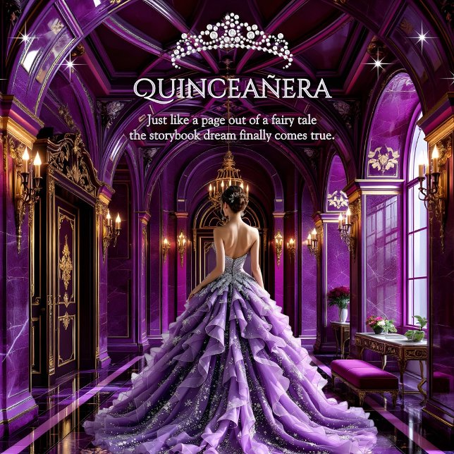Invitation Quinceanera Anniversaire Palais Purple Robe Tiara (Créateur téléchargé)