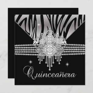 Invitation Quinceanera Anniversaire Partie Diamond Black Zebr
