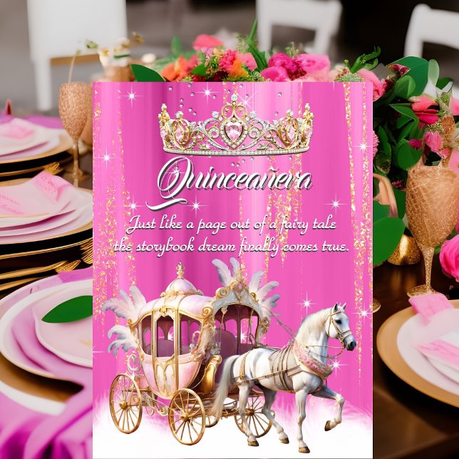 Invitation Quinceanera Anniversaire Pink Gold Silver Carrie (Créateur téléchargé)