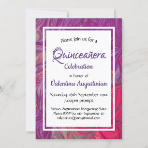 Invitation Quinceañera Anniversaire Rétro Personalisé PURPLE