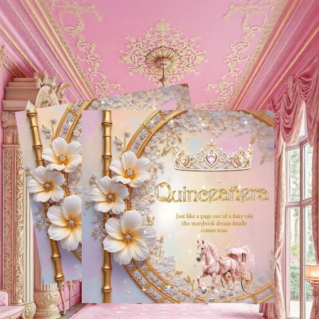 Invitation Quinceanera Anniversaire Rose Lilac Diamond Or Che (Créateur téléchargé)