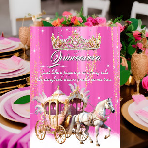 Invitation Quinceanera Anniversaire Rose Or Argent Carrosse