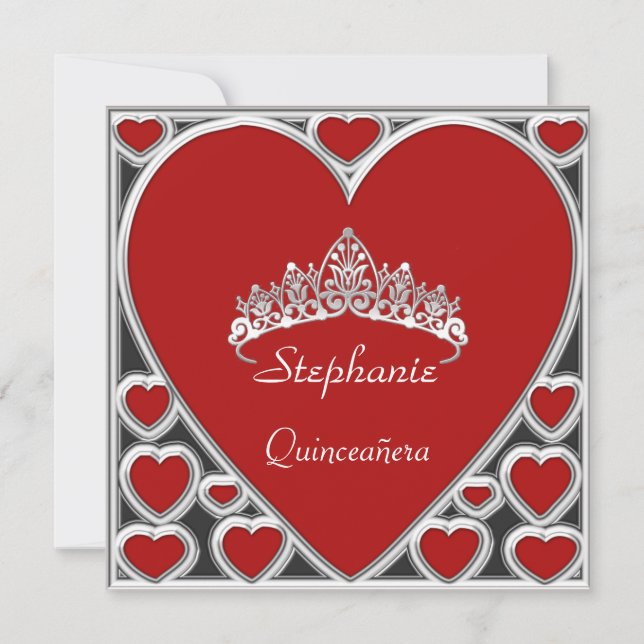 Invitation Quinceañera Anniversaire Rouge (Devant)