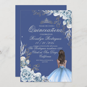 Invitation Quinceañera Anniversaire Royal Blue