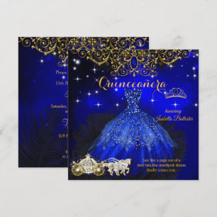 Invitation Quinceanera Anniversaire Royal Blue Fairytale Tiar