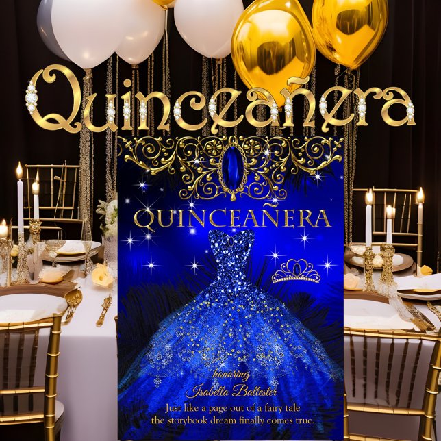 Invitation Quinceanera Anniversaire Royal Blue Feather Tiara  (Créateur téléchargé)