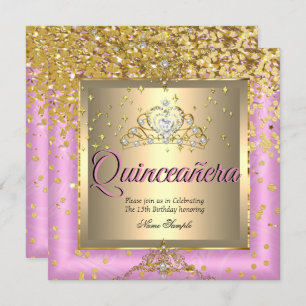 Invitation Quinceanera Anniversaire Soirée Gold Rose