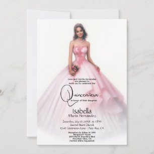 Invitation Quinceañera Años de coing rose délicat