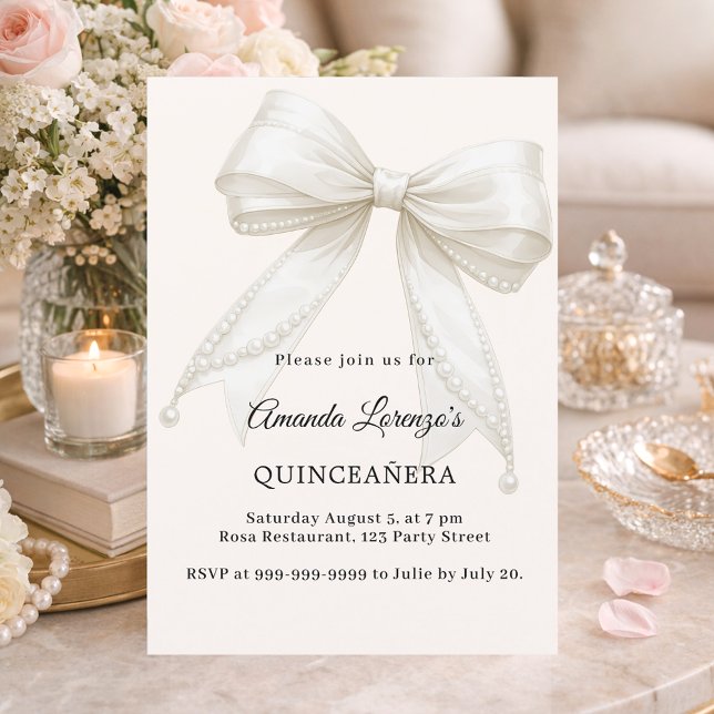 Invitation Quinceañera arc ivory perles crème élégantes (Créateur téléchargé)