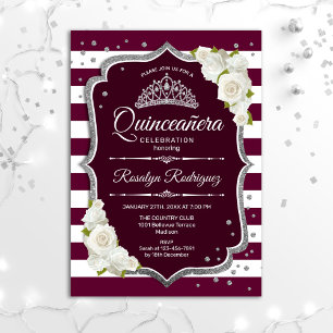 Invitation Quinceanera - Argent Bourgogne