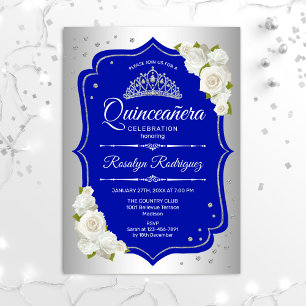 Invitation Quinceanera - Argent Royal Blue