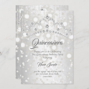 Invitation Quinceanera Assez Argent Blanc Diamant Tiara